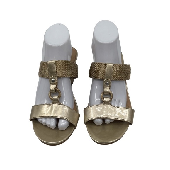 Mootsies Tootsies Mosadira Open Toe Gold Cork Wedge Heeled Sandal Size 9 Women’s - Picture 3 of 10